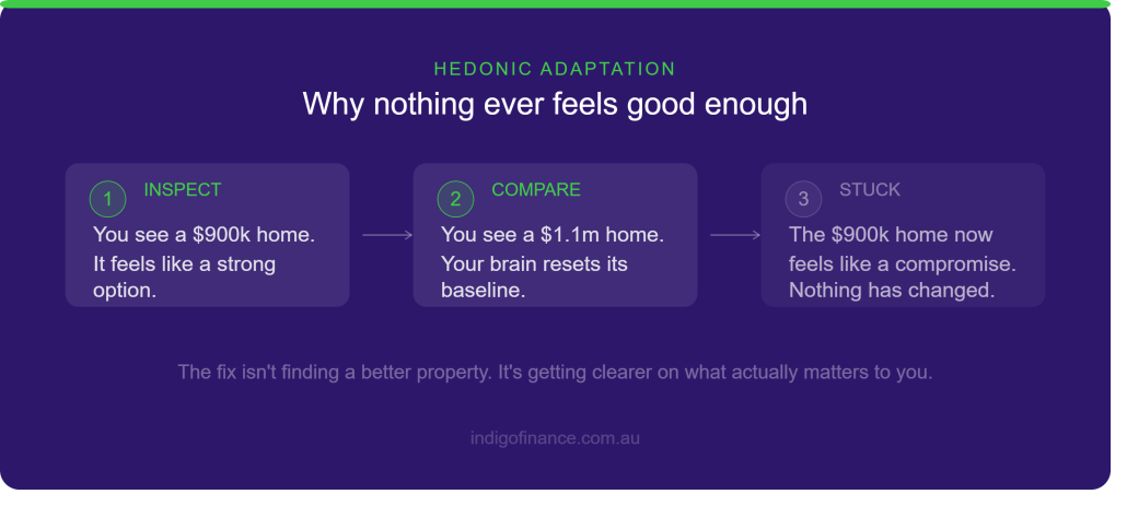 Hedonic Adaptation causing buyer fatigue when buying property.